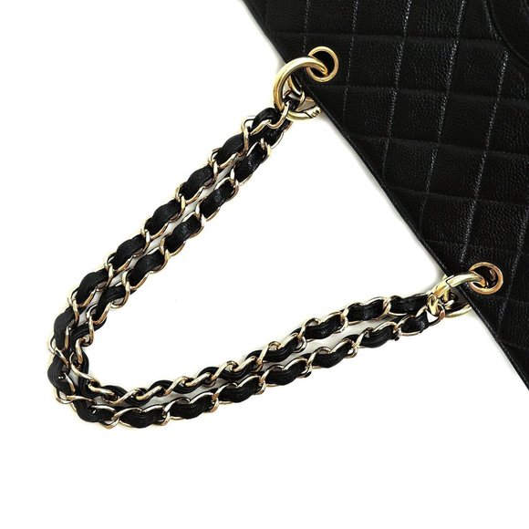 MINT! CHANEL BLACK CAVIAR SKIN TOTE BAG w/ CARD! - Picture 6 of 13